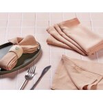 Serviette de table - 6 pi�ces - lin et coton rose p�le