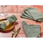 Serviette de table - 6 pi�ces - lin et coton vert de gris