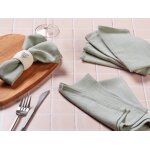 Serviette de table - 6 pi�ces - lin et coton vert p�le