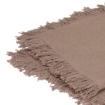 Serviette de table a franges x 2 coton gris 40x40 cm