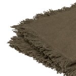Serviette de table a franges x 2 coton kaki 40x40 cm