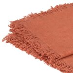 Serviette de table a franges x 2 coton terracotta 40x40 cm