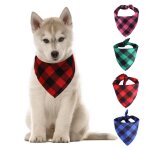 Serviette triangulaire d'�t� pour animaux de compagnie 4 pi�ces (carreaux multicolores - l), collier ...