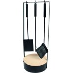 Serviteur 4 pieces metal noir bois