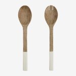 Set de 2 couverts a salade en bois de manguier fruela bois de mangue clair