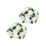 Set de 2 sph�res florales oairse roses artificielles blanc demi - sph�res 35x18 cm d�cor mariage int�rieur ...