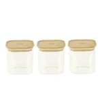 Set de 3 boites carr�es verre et bambou 800 ml