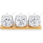 Set de 3 pots a epices en porcelaine fleurs bleues 200 ml