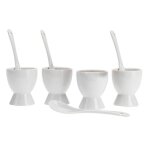 Set de 4 coquetiers en porcelaine blanche avec cuill�res