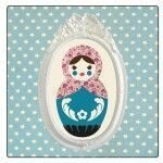 Set de 4 dessous de verres carres poupee russe etoilee by cbk