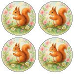 Set de 4 dessous - de - verre ecureuil fleuri