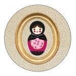 Set de 4 dessous de verres ronds poupee russe pois by cbk