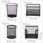 Set 4 fournitures bureau m�tal organiseur trieur � courrier bloc notes pot � crayon corbeille papier ...