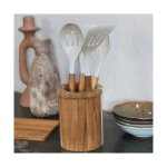 Set de 4 ustensiles avec pot gris