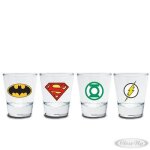Set de 4 verres � liqueur dc comics - logos des h�ros