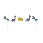 Set de 5 bougies anniversaire happy dino - multicolore - dinosaur