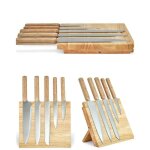 Set de couteaux - livoo - 5 pi�ces - acier inoxydable - support magn�tique en h�v�a - design �l�gant