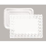 Set 5 plats blancs 34x26 cm + 5 napperons 30x39cm