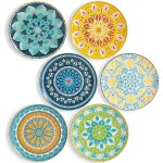 Set 6 assiettes plates c�ramique color�e 25 cm