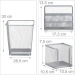 Set 6 fournitures de bureau poubelle pot crayon bloc notes cartes de visite courrier m�tal rangement ...
