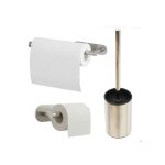 Set d'accessoires de salle de bain brosse porte - papier essuie - mains argent�