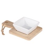 Set ap�rif carr� 2 pi�ces - plateau en bambou - beige