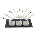Set apéritif design ardoise arc - 5 pièces - noir Set apéritif design ardoise arc - 5 pièces - noir