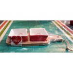 Set ap�ritif : planche bambou & et ses 2 ramequins porcelaine