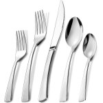 Set d'argenterie, couverts 5 pi�ces, set de couverts en acier inoxydable, poign�es carr�es, set de couverts ...