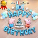 Set de ballons d'anniversaire td� cochon de dessin anim� d�coration de ballons bleus convient pour les ...