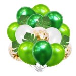 Set de ballon de f�te jungle, d�coration de ballon vert, ballons verts et blancs