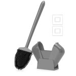 Set de brosse wc en silicone nettoyage des toilettes de la salle de bain (gris)