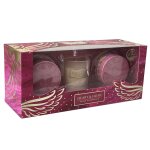 Set cadeau petite bougie et 2 bombes de bain heart and home