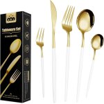 Set couverts de 6 personnes table dors mnagre 24 pices ensemble de table couverts inox or couvert ...