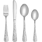 Set couverts de table 6 personnes rtro sculpt moderne en relief, ensemble de couverts inox 24 pices, ...