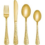 Set couverts de table dor 6 personnes rtro sculpt moderne en relief, ensemble de couverts inox 24 ...
