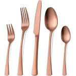 Set couverts de table or rose 6 personnes, ensemble de couverts inox 30 pices, comprend des couteaux ...