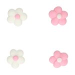 Set deco en sucre fleurs roses et blanches