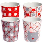 Set expresso chats gris et rouge