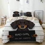 Sets de housse couette en microfibre, chien de saucisse teckel tenant une banni��re de service de police ...
