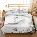 Sets de housse de couette paysage noir et blanc plantes paysage x cm x taies d'oreiller, d linge de lit ...