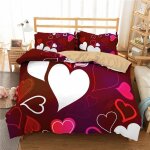Sets de housse de couettes x cm + lot taies d'oreillers x cm parure de lit multicolore coeur motif pour ...