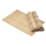 Set de table, ensemble 6 pi�ce hwc - c13, napperons, bambou, lavable 45x30cm marron clair