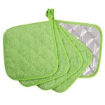 Sets de table epais en pur coton (5 pices vert 18 * 18cm), maniques carres argentes, maniques en tissu ...