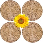 Sets de table en jacinthe d'eau tiss�s naturel, sets de table rond tiss�s, sets de table en paille tress�e, ...