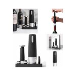 Set tire - bouchon noir inox electrique et pompe rechargeable pompe pour conservation sous vide Set tire - bouchon noir inox electrique et pompe rechargeable pompe pour conservation sous vide
