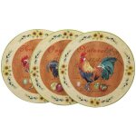 Set de trois assiettes d�coratives en c�ramique d�cor�es l40xpr40xh4 cm