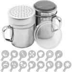 Shakers a poudre en acier inoxydable avec pochoirs x2