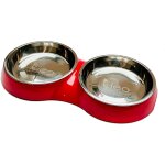 Shiba - gamelle design pour chat avec inserts en acier inoxydable (2 x 220 ml) u2013 rouge brillant[430] ...