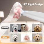 Silent dog paw clipper dog cat professional with led light, usb rechargeable pet grooming for paws, eyes, ...